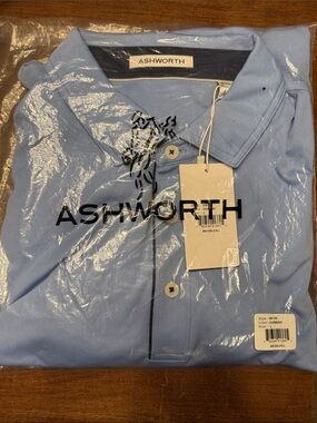 Ashworth Light Blue Men Golf Polo (L)